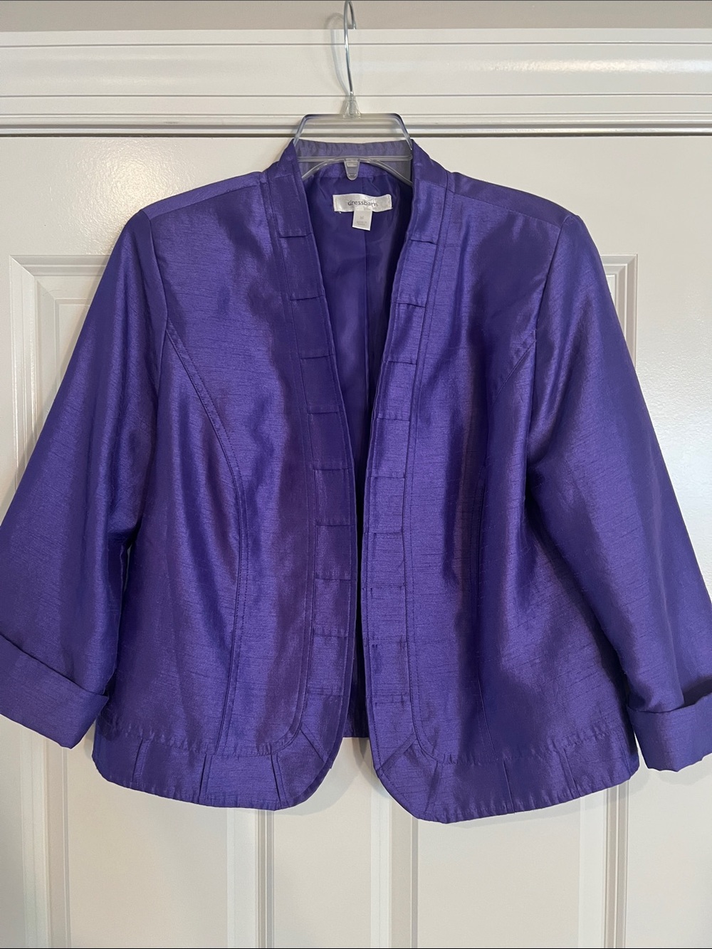 Dress Barn Shimmering Purple Open-Front Jacket